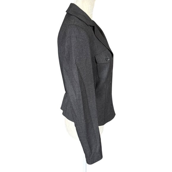 Worth Petite black collared long sleeve button down wool blazer women's size 2P - Picture 3 of 8